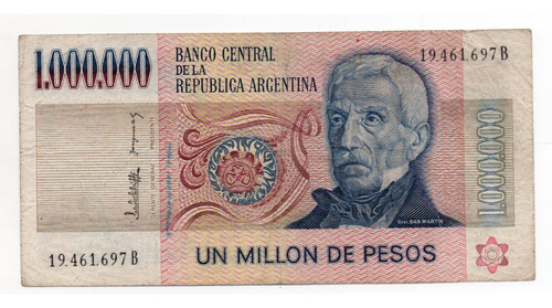 Argentina Billete 1000000 Pesos Ley 1 Millon Bottero 2519 B