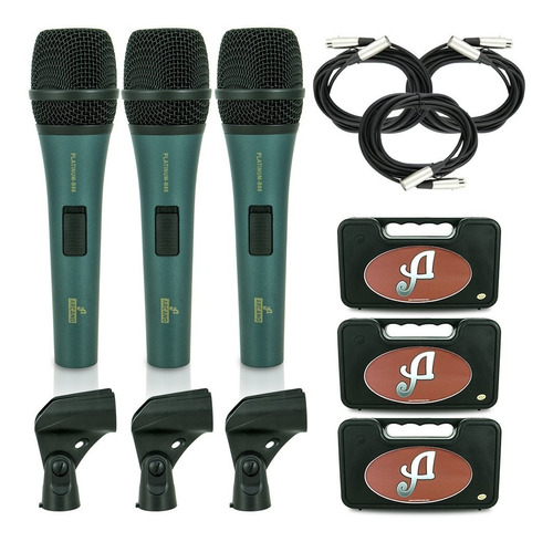 Kit 3 Microfones Dinâmicos Arcano Platinum-b88 Xlr-xlr = A45