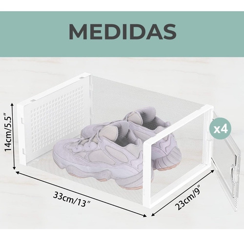 Imagen 2 de 7 de Caja Organizadora De Zapatos Set X4 Unidade Apilables Firmes