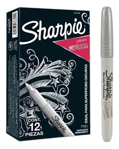 12 Marcadores Sharpie Fino Metalico Permanente Punta Fina