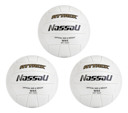 Combo Por 3 Pelotas Voley Nassau Attack Volley Profesional