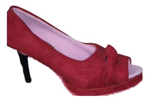 Tacones De Gamuza Bordo Talle 36 Taco 9 Cms Abiertos