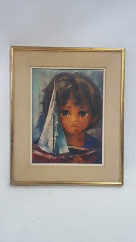 Oleo De Nelly Alvarez  Niño Con Barquito  40x30 Cod 31733