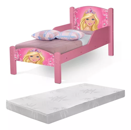 Cama Infantil Para Meninas Com Proteção Lateral da Barbie