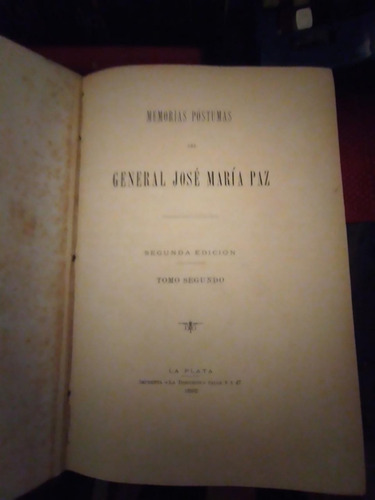 Memorias Póstumas Del General José María Paz 1892(100 (Usado)