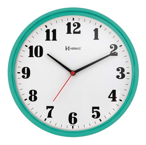 Reloj De Pared Analógico 25 Cm Herweg Turqueza