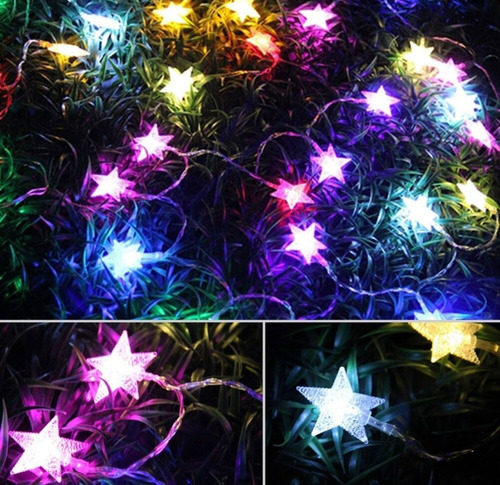Imagen 7 de 8 de Guirnalda Solar 5mts 20 Luces Estrellas Multicolor