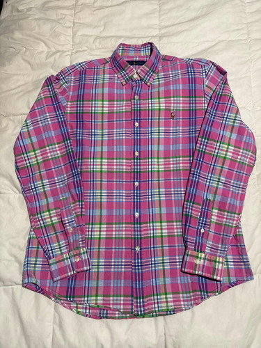 Camisa Polo Ralph Lauren Multicolor Oxford Talla L Custom