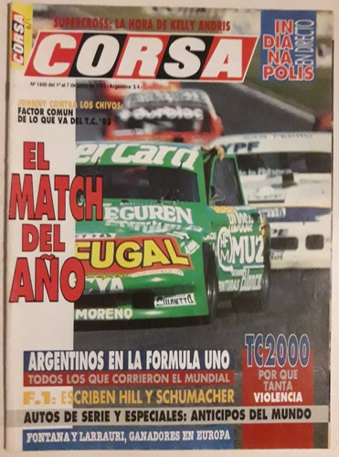 Revista Corsa N°1400 Junio 1993 Formula  1 Tc 2000