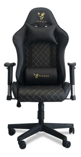 Silla Gamer Perseo Pegasus Cuero Eco Negro Y Dorado Diginet