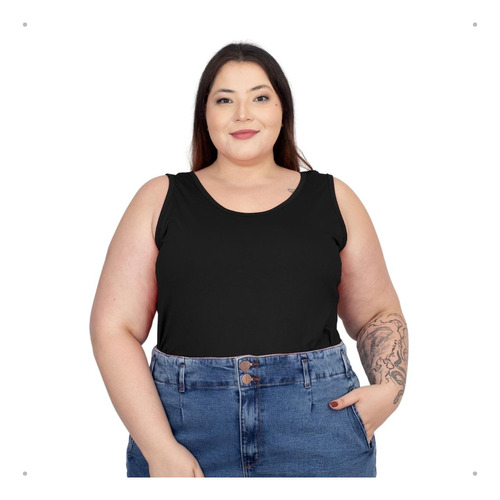 Blusinha Regata Feminina Básica Alça Larga Plus Size 56 A 60