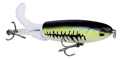 Señuelo Whopper Plopper 14 Cm 32grs Helice Sup Dorado Tarari Color verde y negro