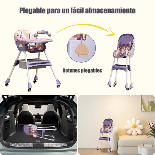 Silla Periquera Portatil De Comer Para Bebe Plegable Asiento
