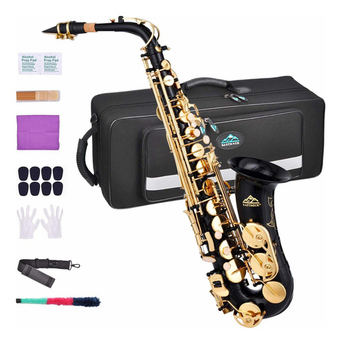 Eastrock Saxofón Alto Color Negro Y Dorado Para Estudiant