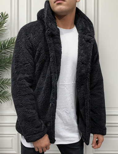 Chaqueta De Invierno Para Hombre Bolsillos De Lana Con Gorra