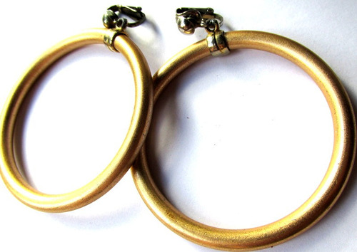 Aros Vintage Dorados Colgantes Con Clip