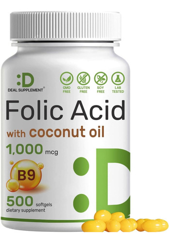 Acido Folico Biodisp 1000mcg 500caps Micronutriente Esencial