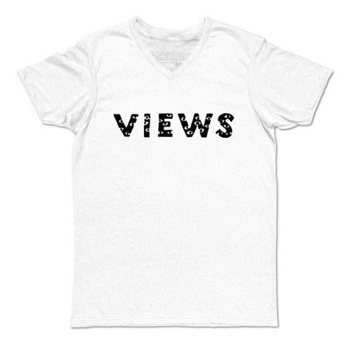 Drake Views Black Print Playera Cuello En V Neck 