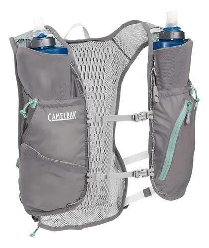 Mochila de hidratación Camelbak Zephyr Vest +2 frascos, 500 ml, color gris y azul