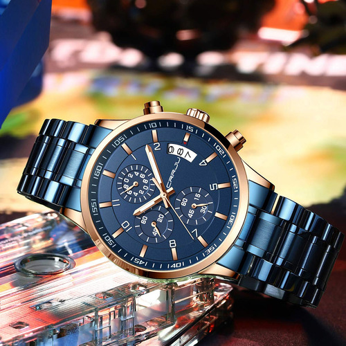 Reloj Crrju Fashion Business Quartz Analog Auto Date Hombre