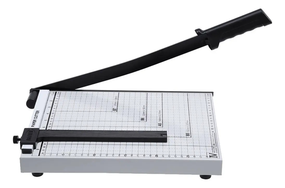 Guilhotina para Papel Lorben com Base Metálica 30cm, Corta até 10 Folhas A4, B5, A5, B6 e B7, Possui Trava de Segurança e Guias de Precisão para Corte Reto Profissional, Resistente