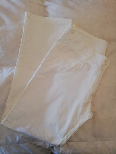 Pantalon Recto Blanco Gabardina De Vestir Mujer T 4 Nuevo 