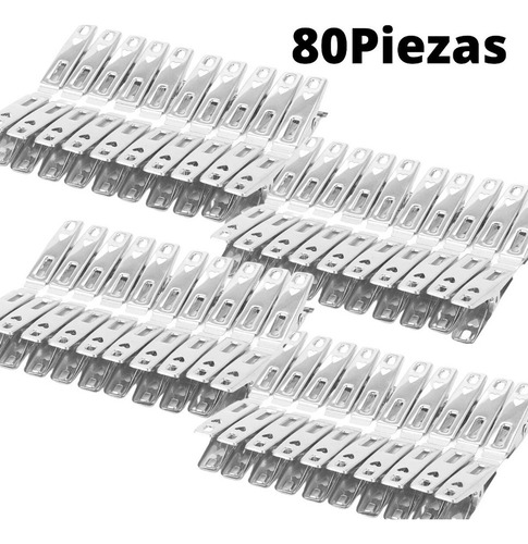 N 80 Pinzas Clips Acero Inoxidable Metal For Ropa Cocina