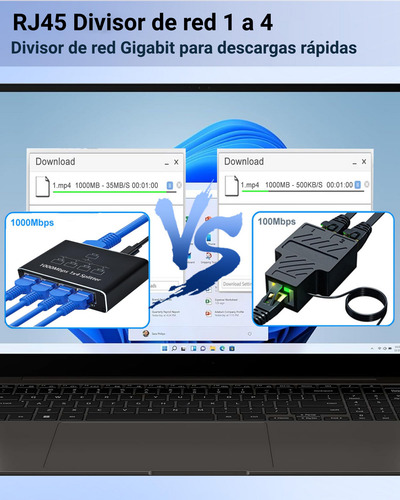 Adaptador Ethernet Red Gigabit Divisor Rj45 1 En 4 1000mbps