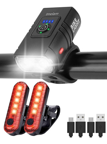 Juego De Luces Led Bicicleta Recargables Por Usb Delant...