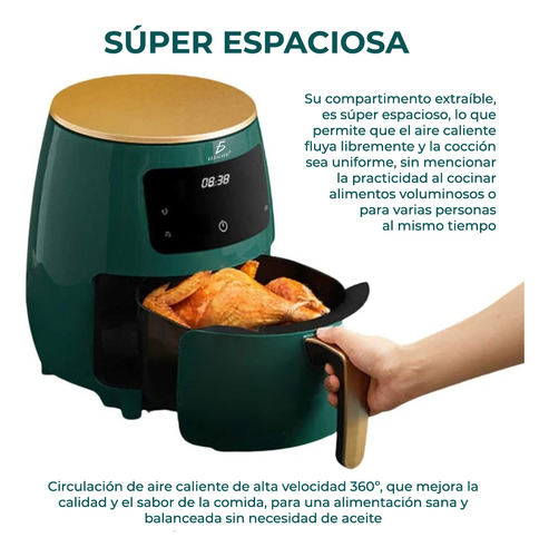Freidora Eléctrica 4.5 Litros Pantalla Digital Sin Aceite