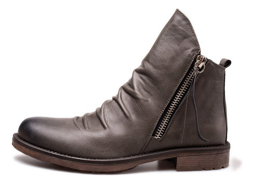 Botas Piel Hombre Antideslizantes Cremallera Doble Lateral