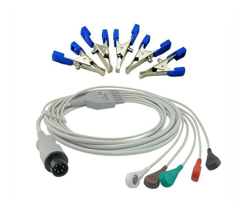 Cable De Ecg 5 Pinzas Monitor Cardiaco Uso Veterinario.