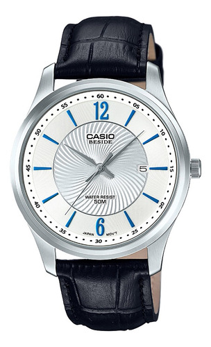 Reloj Casio Bem-151l-7avdf En Cuero Genuino Hombre Color de la correa Negro Color del fondo Blanco