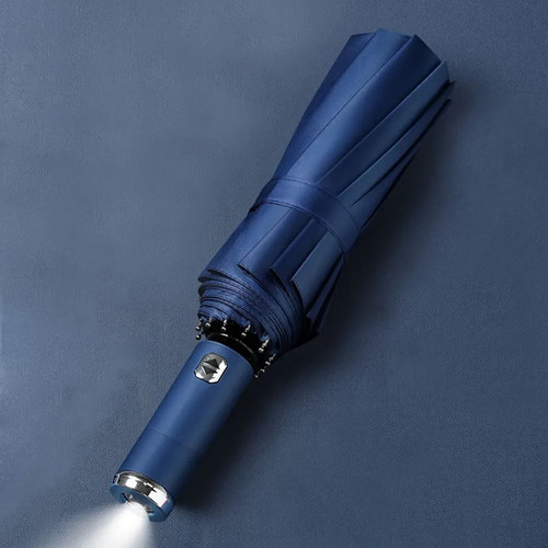 Banna Azul Paraguas Plegable Automático, Antiviento, Luz Led, Abrir Y Cerrar Automático, Robusto Ligero Resistente, , Adultos, Hombres Y Mujeres, Grande Con 12 Varillas