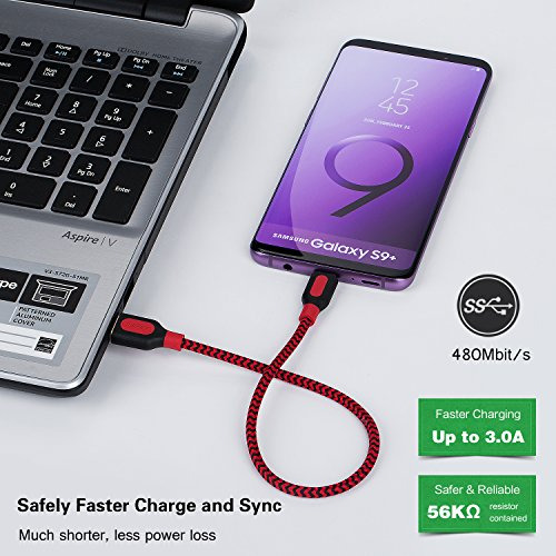 Usb Tipo 3 Corto Trenzado 1 Pie Para Samsung Galaxy S10 S9