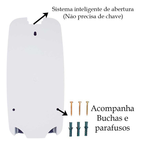 1 Dispenser Sabonete + 1 Toalheiro + 1 Suporte Papel Cai Cai Cor Branco