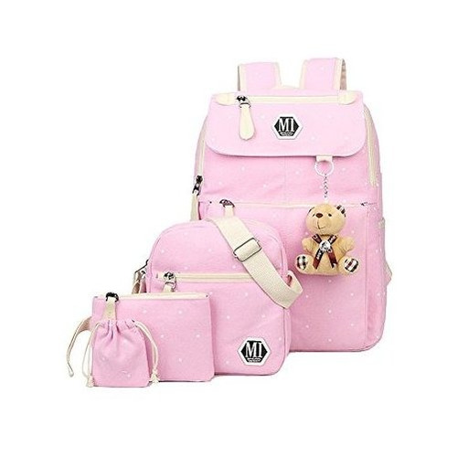 Polka-dot Girls Backpack-combo School-bag Elementary Rpvk5