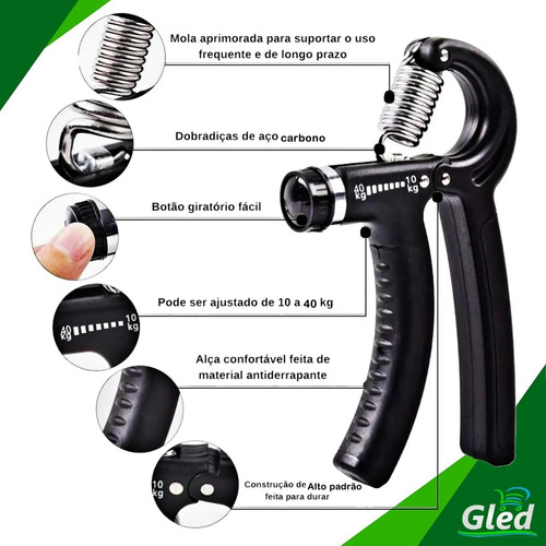 Imagem 7 de 9 de Hand Grip Mola Com Ajuste 10kg A 40kg