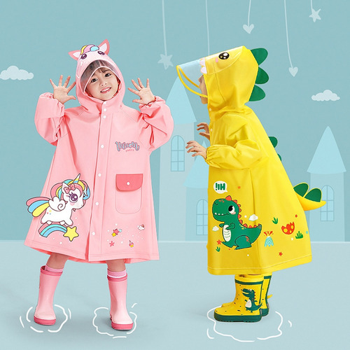 Poncho Impermeable Infantil Con Capucha Para Niños Y Niñas