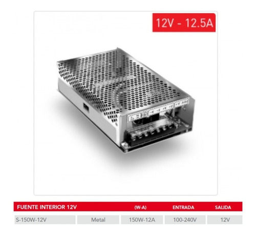 Imagen 1 de 1 de Fuente Switching Powerswitch 110-220 / 12 Vdc 12,5a. Arealed