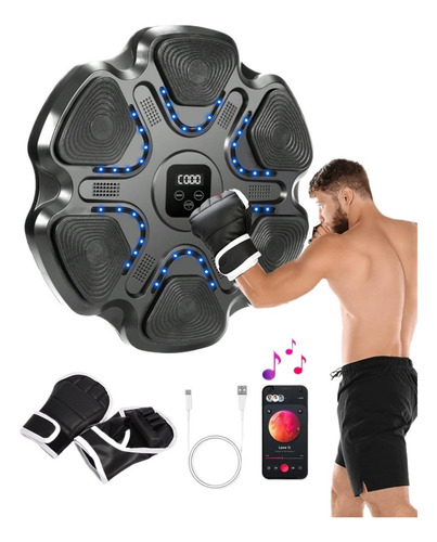 Máquina De Boxeo Karate Musical Bluetooth Inteligente Color Azul Multimodal Máquina De Boxeo Karate Musical Bluetooth Inteligente Guantes De Medio Dedo Incluidos