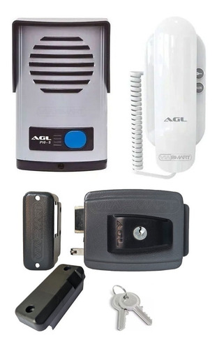 Agl Interfone + Fechadura Elétrica Invertida Abre P Fora