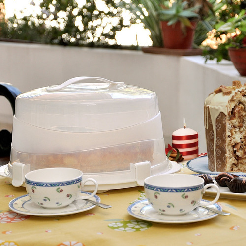 Super Campana Porta Tortas Luxury C/traba Colombraro Color Blanco