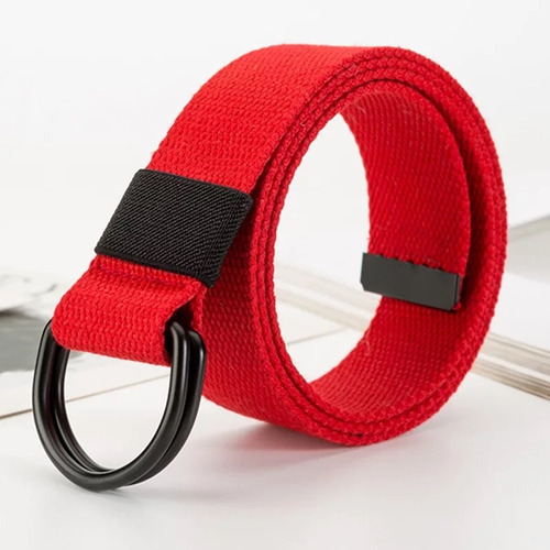 Cinturón De Lona Con Hebilla De Doble Anillo De 3 A 8 Cm De