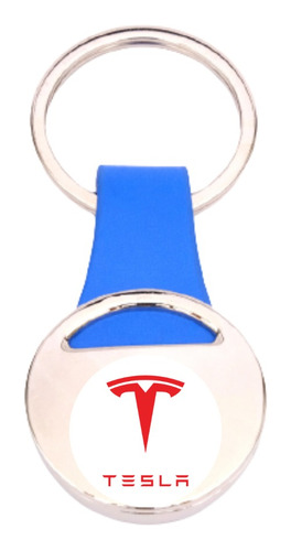 Llavero De Tesla Azul Metálico, Original.