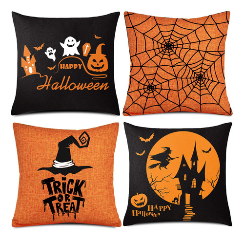 Whaline Funda De Almohada De Halloween, Grande, Naranja Y N.