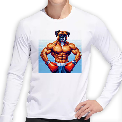 Remera Hombre Ml Boxer Boxeo Boxeador Musculo Gym Perro