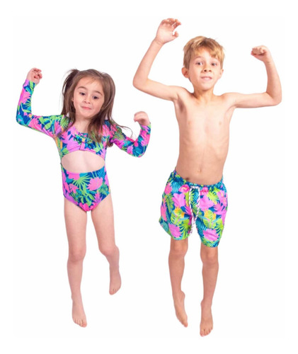Short De Baño Niño Microfibra Con Sosten Red Tropical