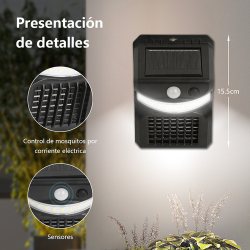 Lámpara Solar Led Potente Exterior Con Sensor De Movimiento Negro