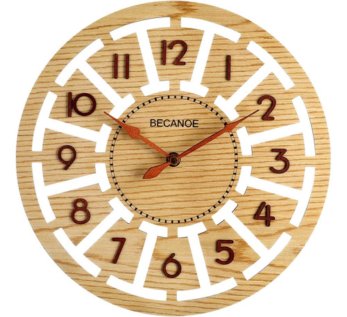 Becanoe Relojes De Pared De Madera Reloj Numérico Estéreo 3d